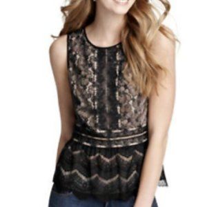 Ann Taylor Black Lace peplum top